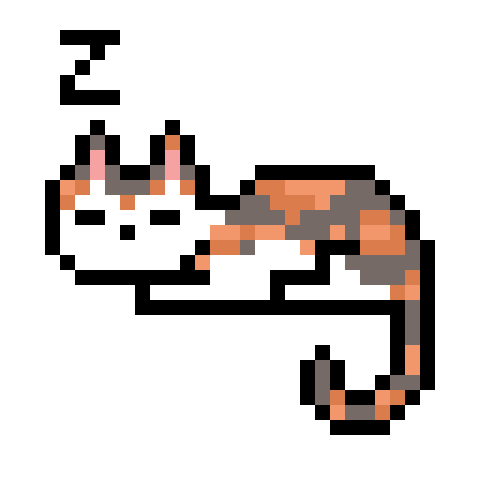 pixel art of rolling cat