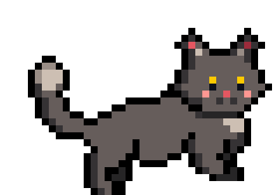pixel art of running cat