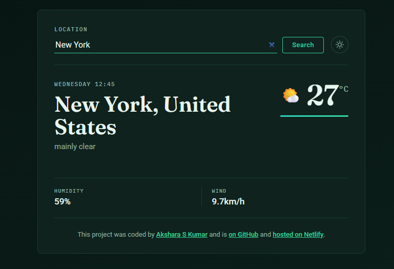 Screenshot of the Weather Dashboard project